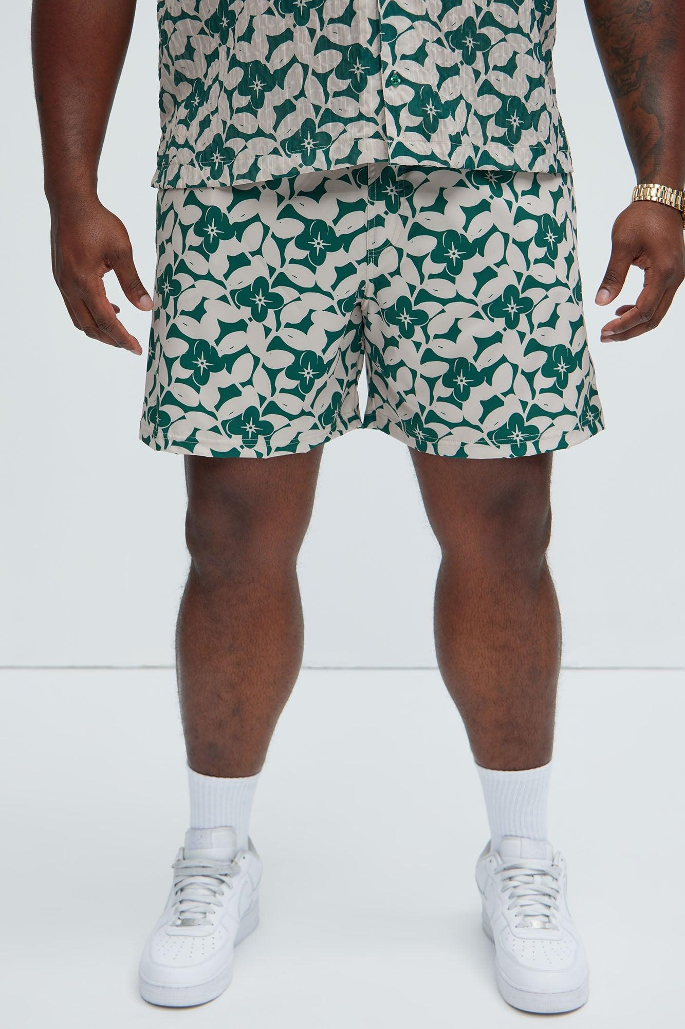 Bayou Floral Swim Mid Trunk - Green/combo Product Image