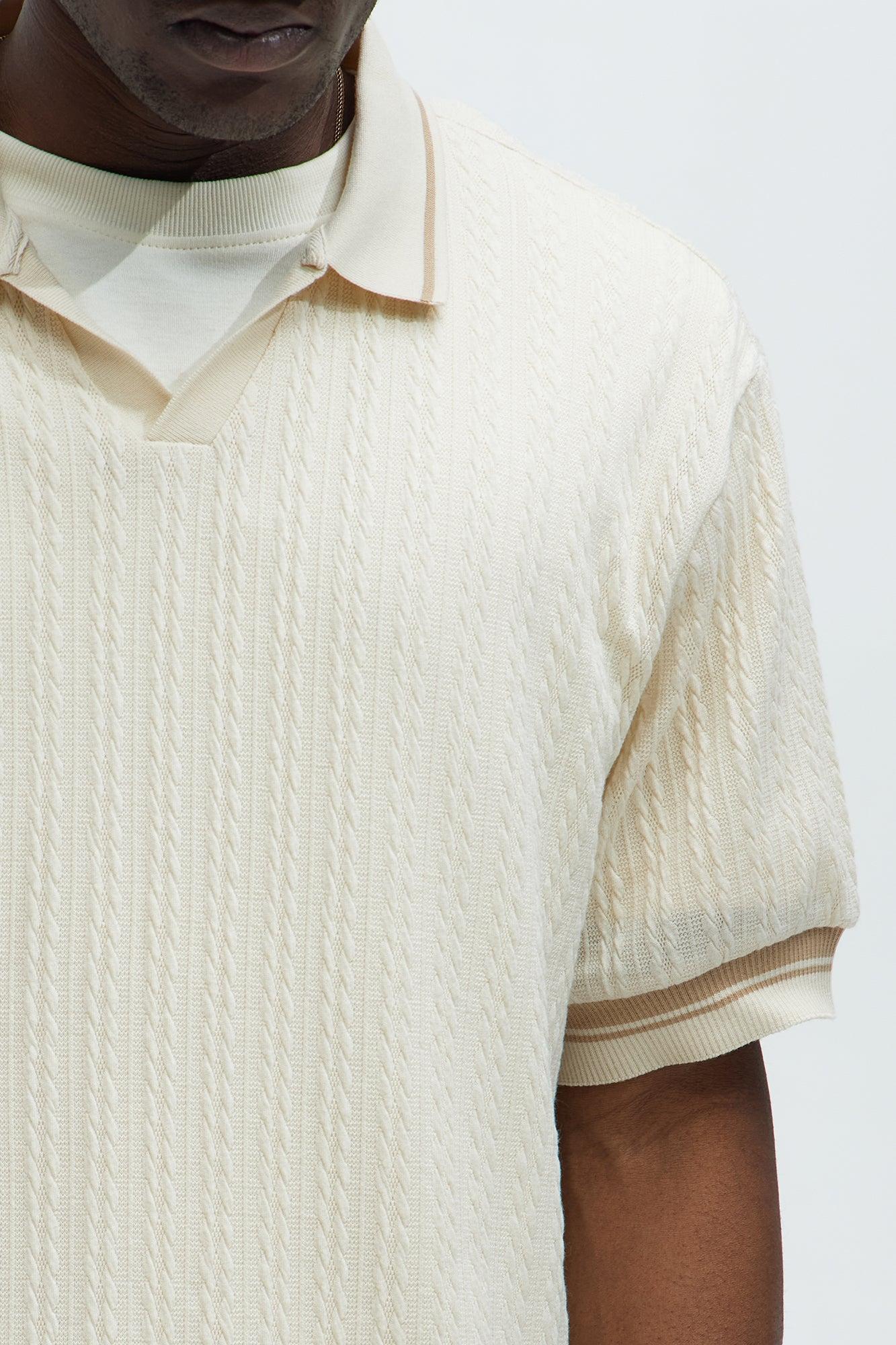 Fisher Knit Johnny Collar Polo - Off White Product Image