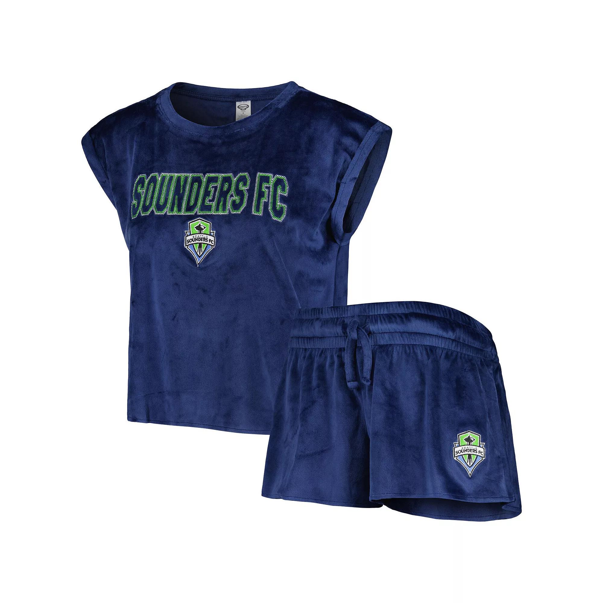 Women's Concepts Sport Navy Seattle Sounders FC Intermission T-Shirt and Shorts Sleep Set, Size: Small, Blue Product Image