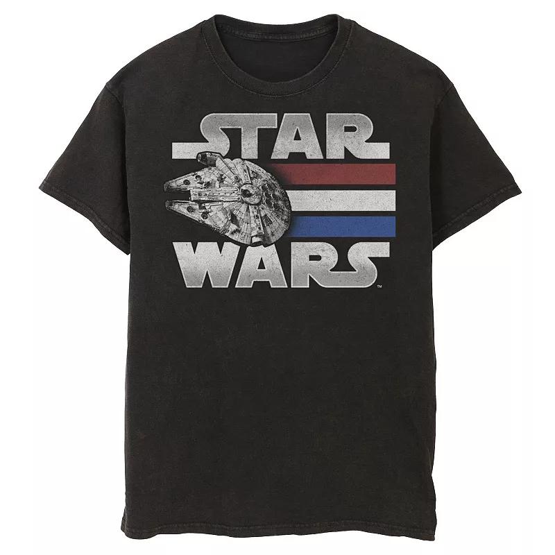 Men's Star Wars Red White Blue Stripes Falcon Tee,  Product Image