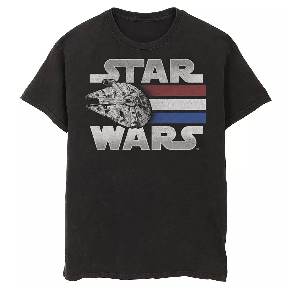 Men's Star Wars Red White Blue Stripes Falcon Tee,  Product Image