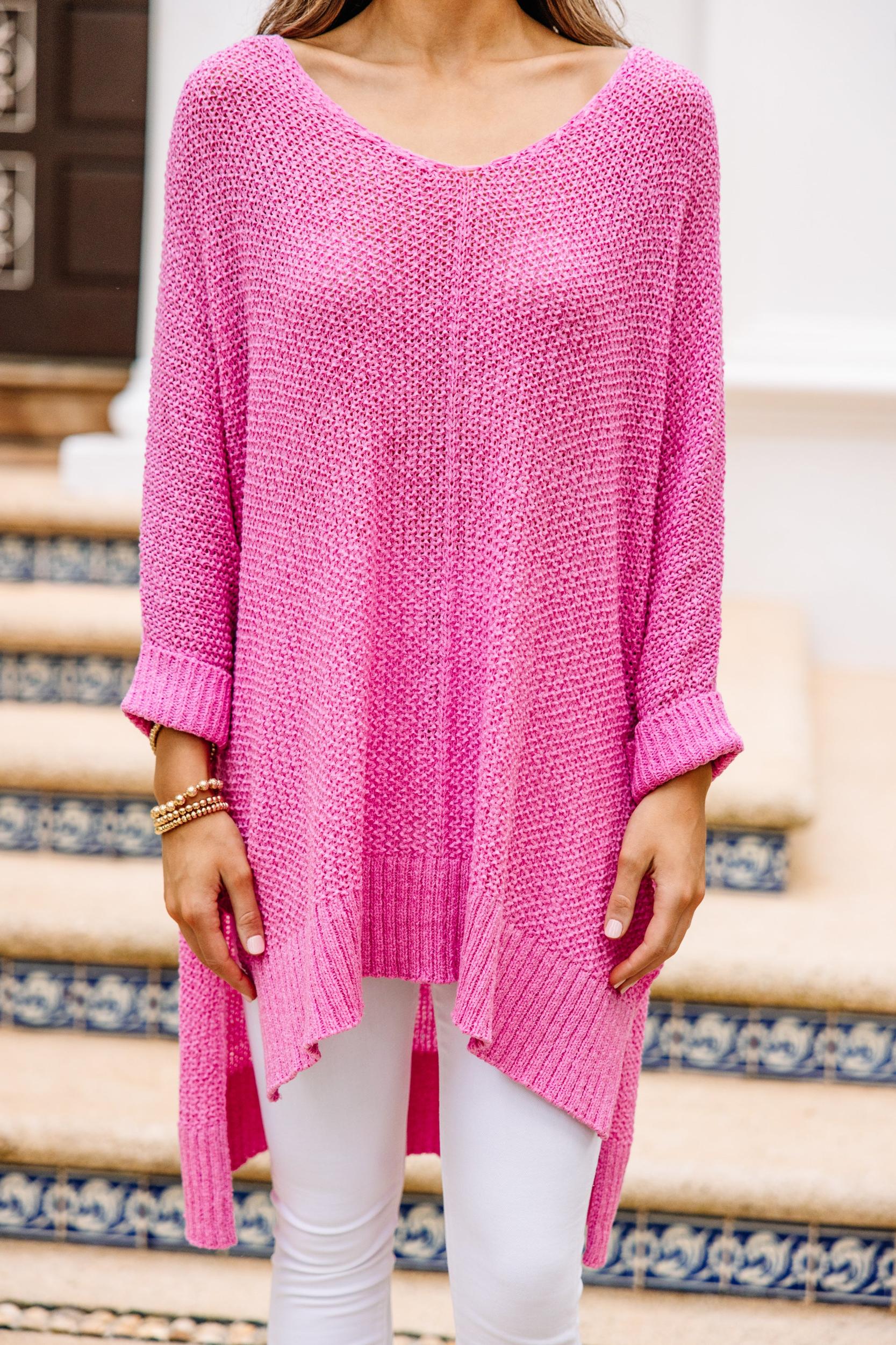 Don't Waste A Moment Candy Pink Oversized Sweater Female Product Image