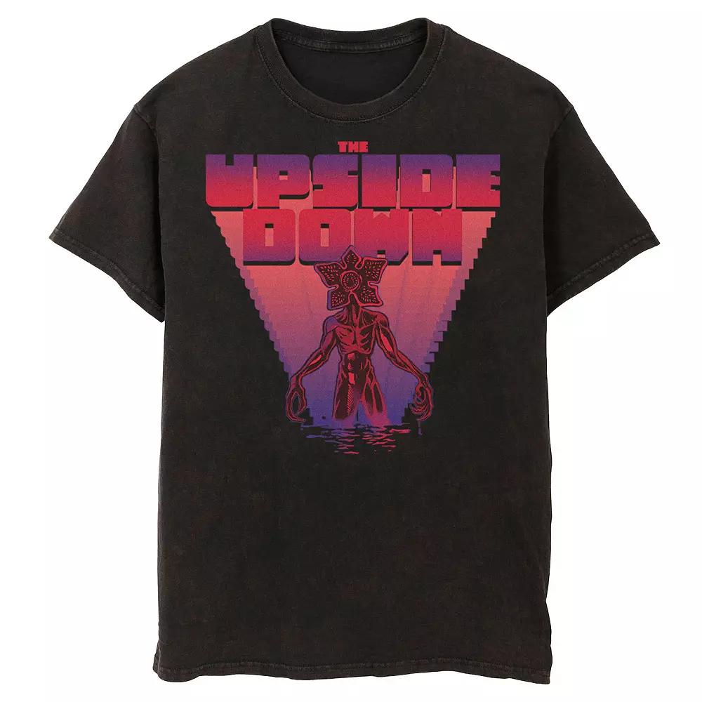 Men's Stranger Things The Upside Down 8-Bit Demogorgon Mineral Wash Graphic Tee,  Product Image