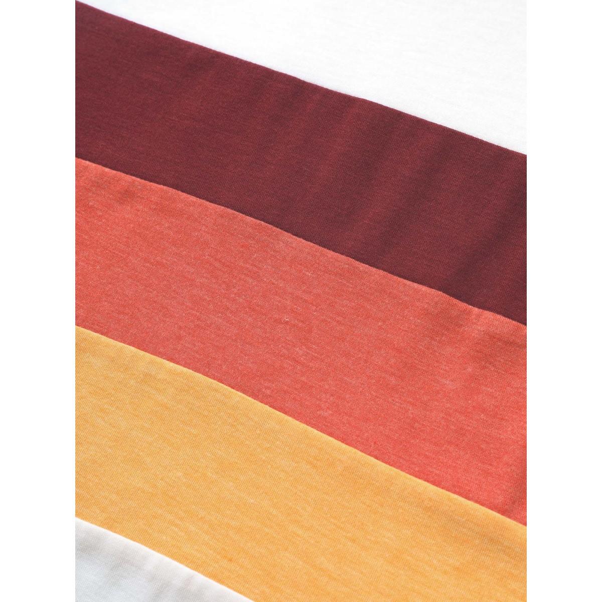 Plus Size Round Neck Striped Contrast Patchwork T-shirt Originalwhite Women Casual Contrast Round Neck Everyday T-shirts BloomChic 18-20/2X Product Image