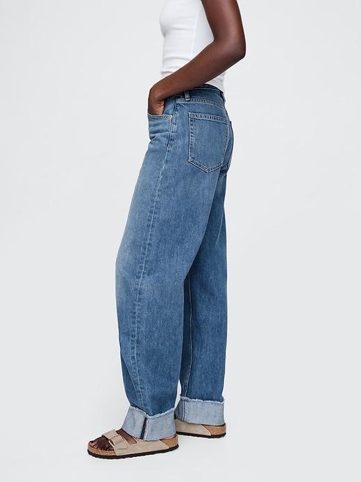 High Rise Cuffed Barrel Jeans Product Image