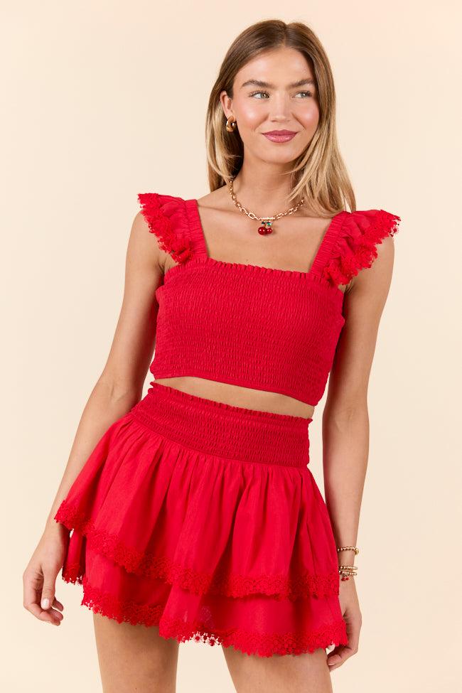 Sweet Talk Red Flutter Shoulder Tank and Skort Set DOORBUSTER Product Image