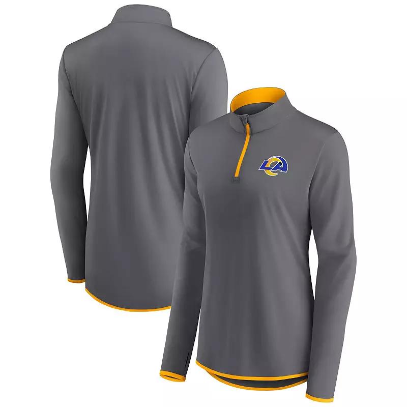 Women's Fanatics Branded Gray Los Angeles Rams Corner Long Sleeve 1/4 Zip Top,  Product Image
