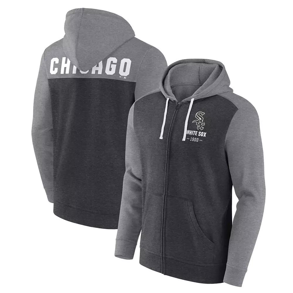 Men's Fanatics Branded Heathered Charcoal/Heathered Gray Chicago White Sox Blown Away Full-Zip Hoodie,  Product Image