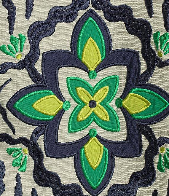 John Mark Floral-Embroidered Frayed Denim Jacket Product Image