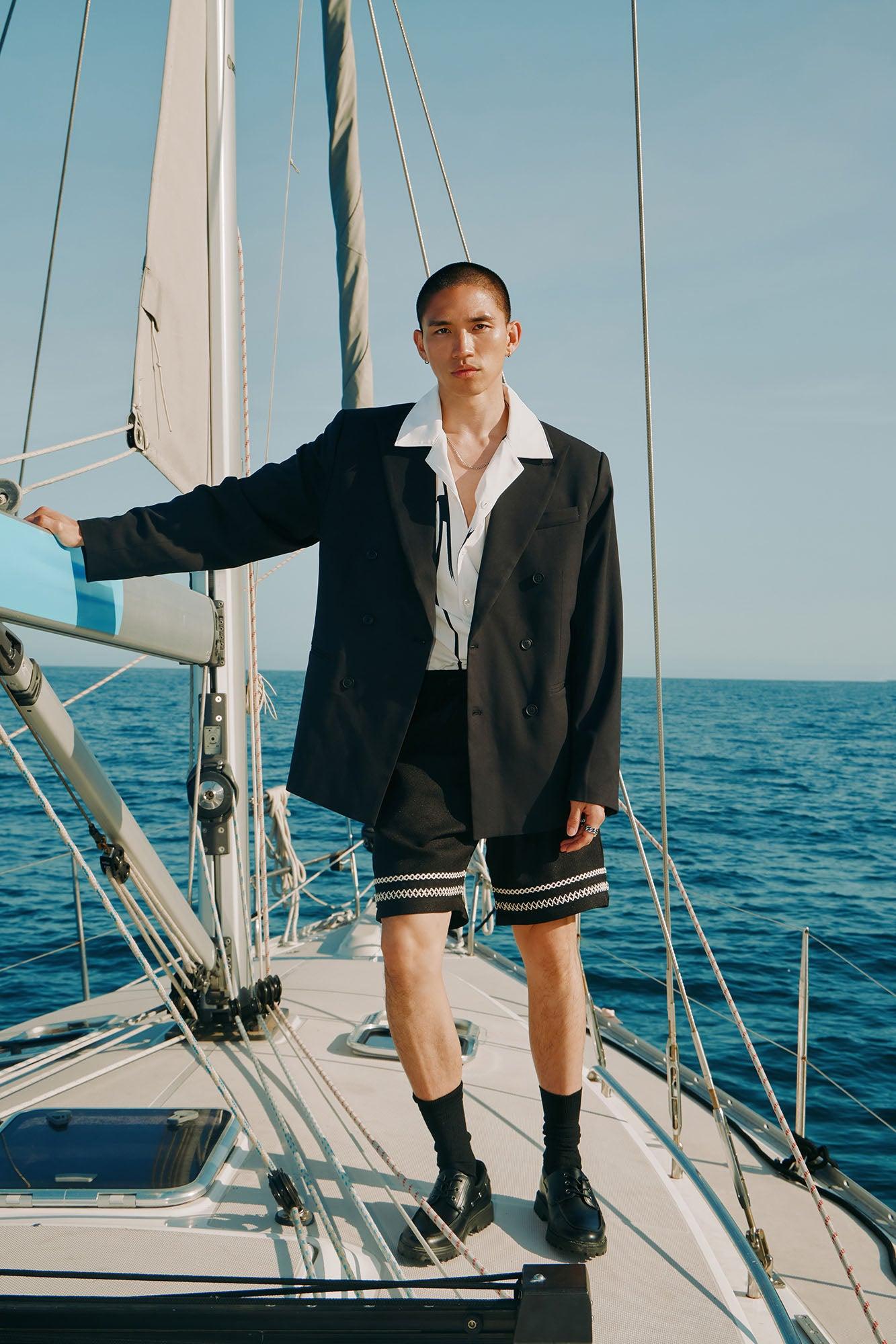 High Peak Lapel Suit Blazer - Black Product Image