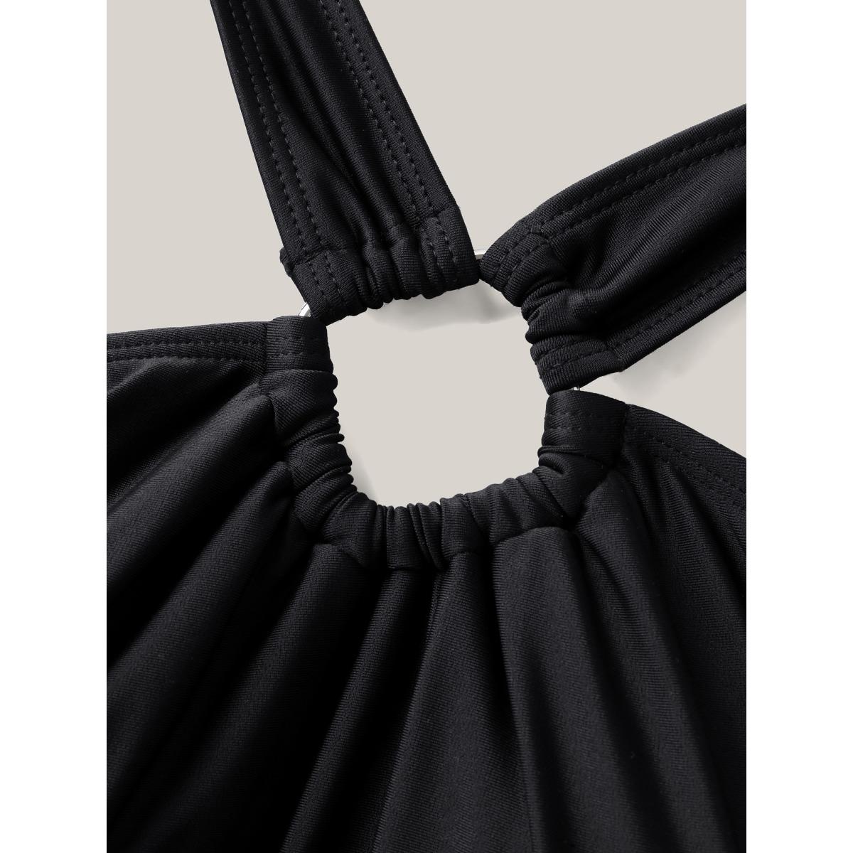 Plus Size Shell Lotus Leaf Edge One-Piece Swimsuit Women's Swimwear Black Beach Gathered Curve Bathing Suits High stretch One Pieces BloomChic 18-20/2X Product Image