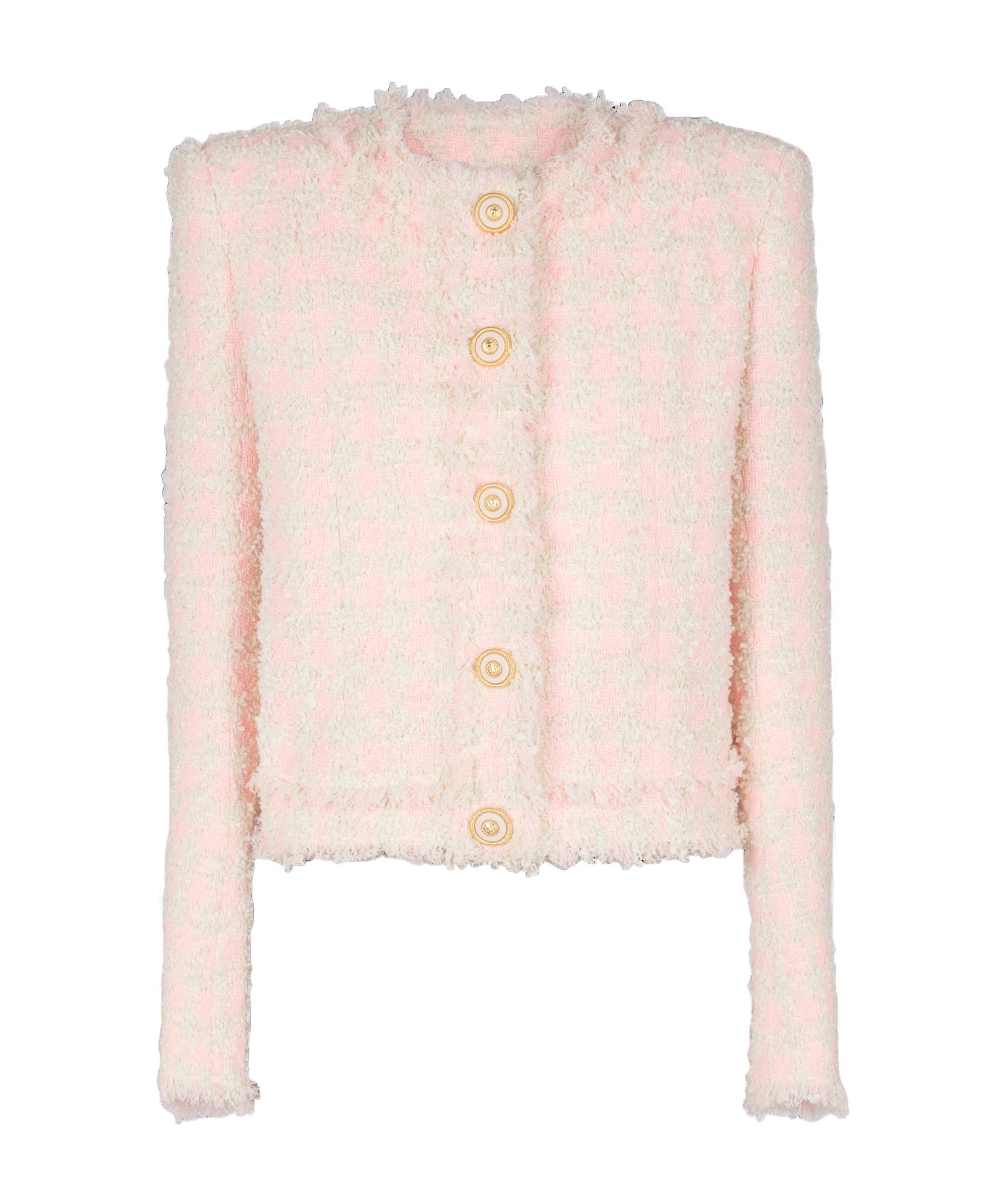 BALMAIN 5-button Textured Tweed Jacket In Neutral Product Image