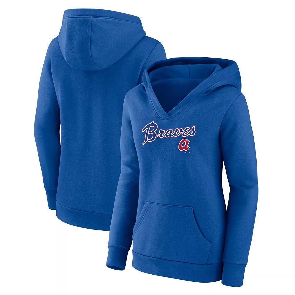 Women's Fanatics Branded Royal Atlanta Braves Wahconah Crossover V-Neck Pullover Hoodie,  Product Image