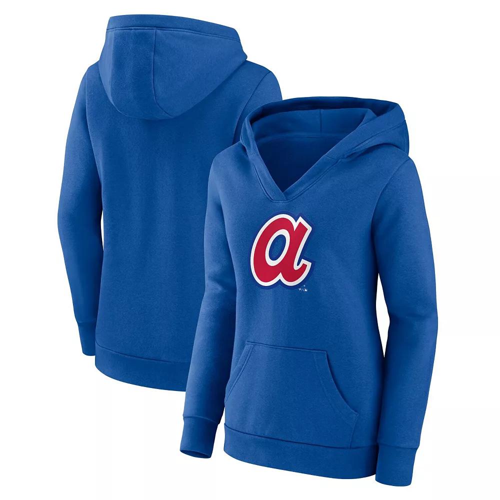 Women's Fanatics Branded Royal Atlanta Braves Wahconah Crossover V-Neck Pullover Hoodie,  Product Image
