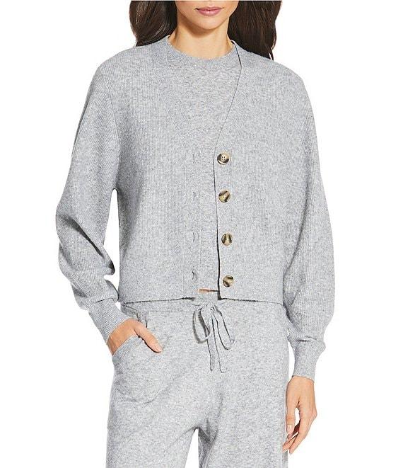 A Loves A Wool Blend V-Neck Long Sleeve Button Front Coordinating Cardigan Product Image