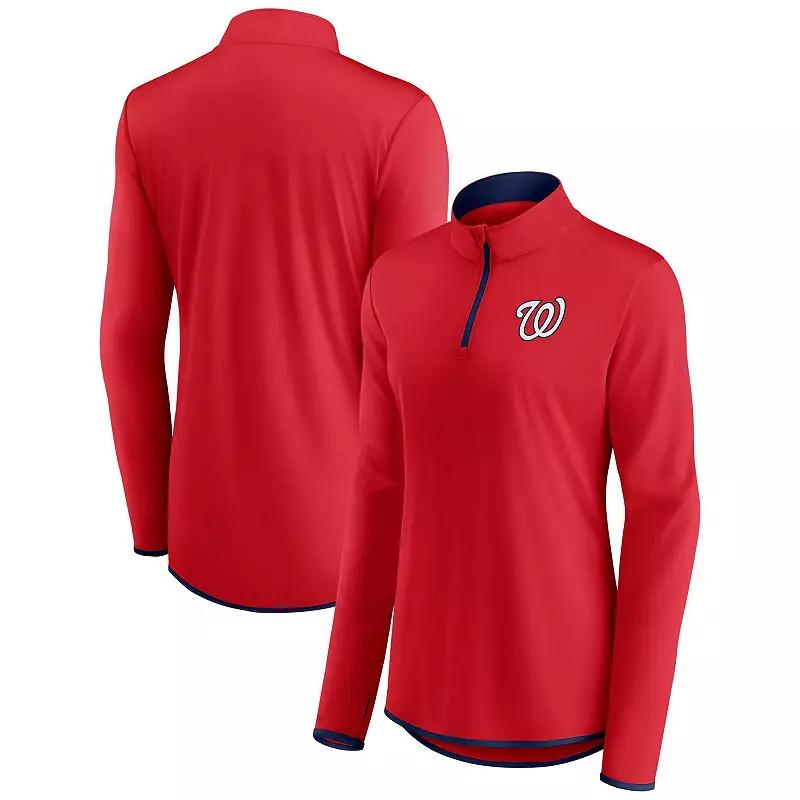 Women's Fanatics Branded Red Washington Nationals Corner Quarter-Zip Top,  Product Image