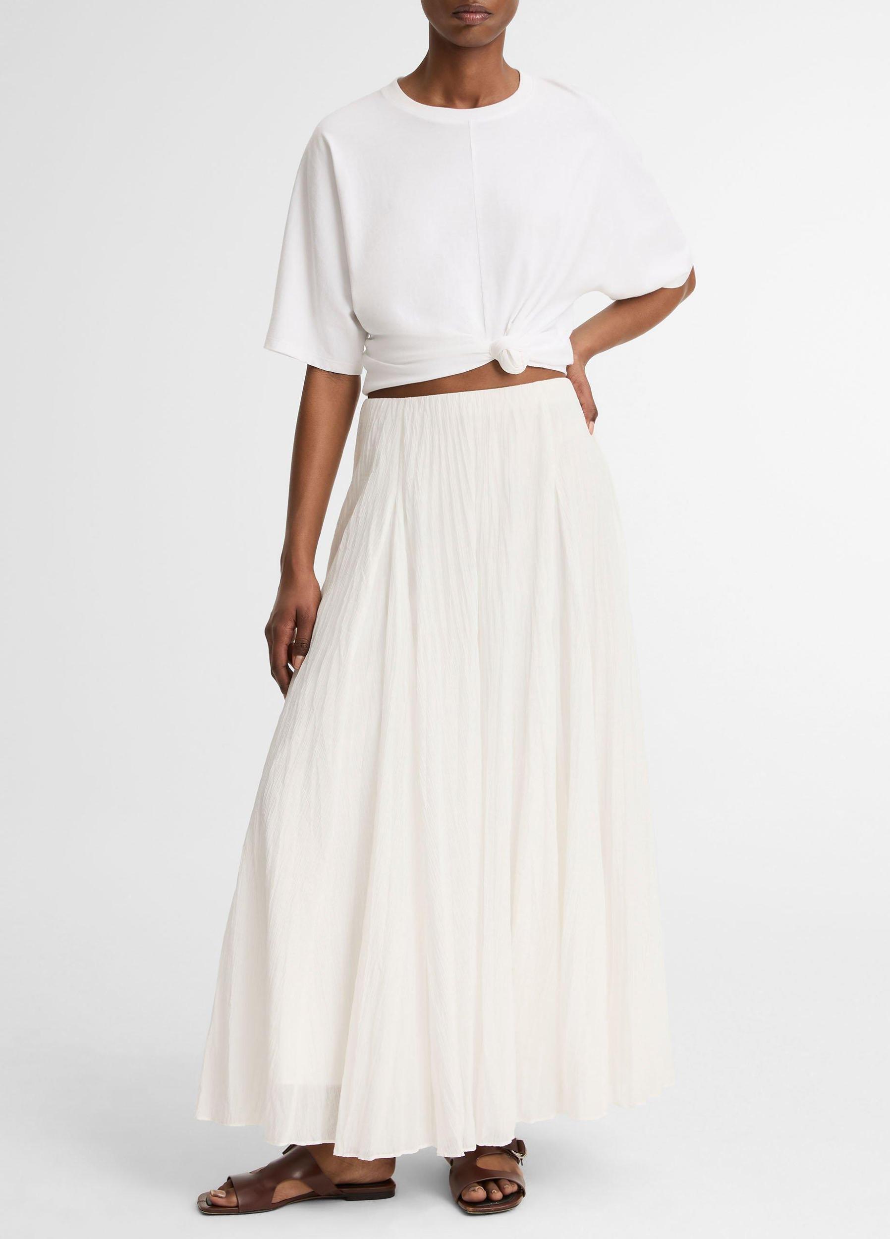 Crinkled Plissé Cotton-Blend Maxi Skirt Product Image