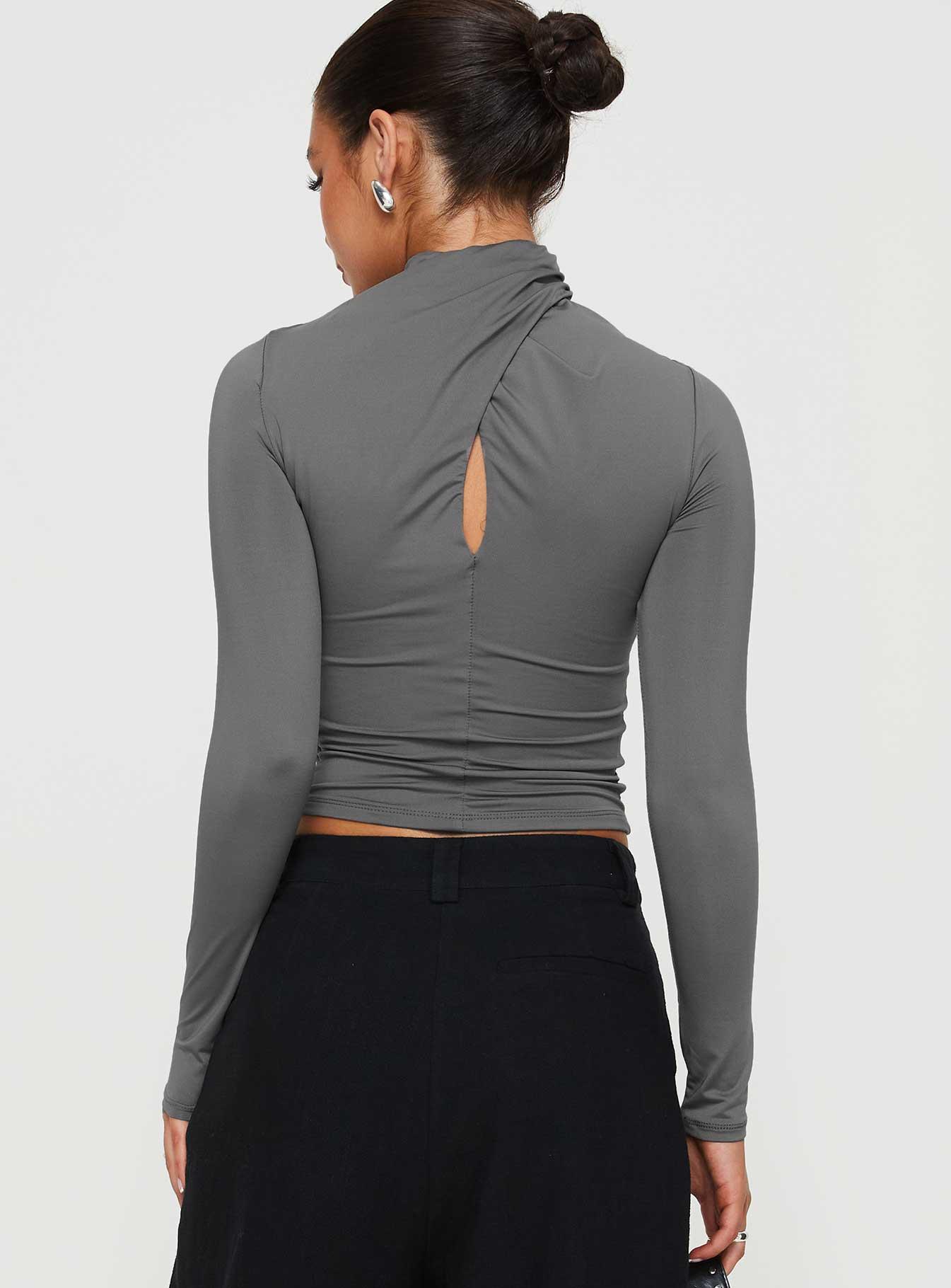 Ganz Long Sleeve Top Grey Product Image