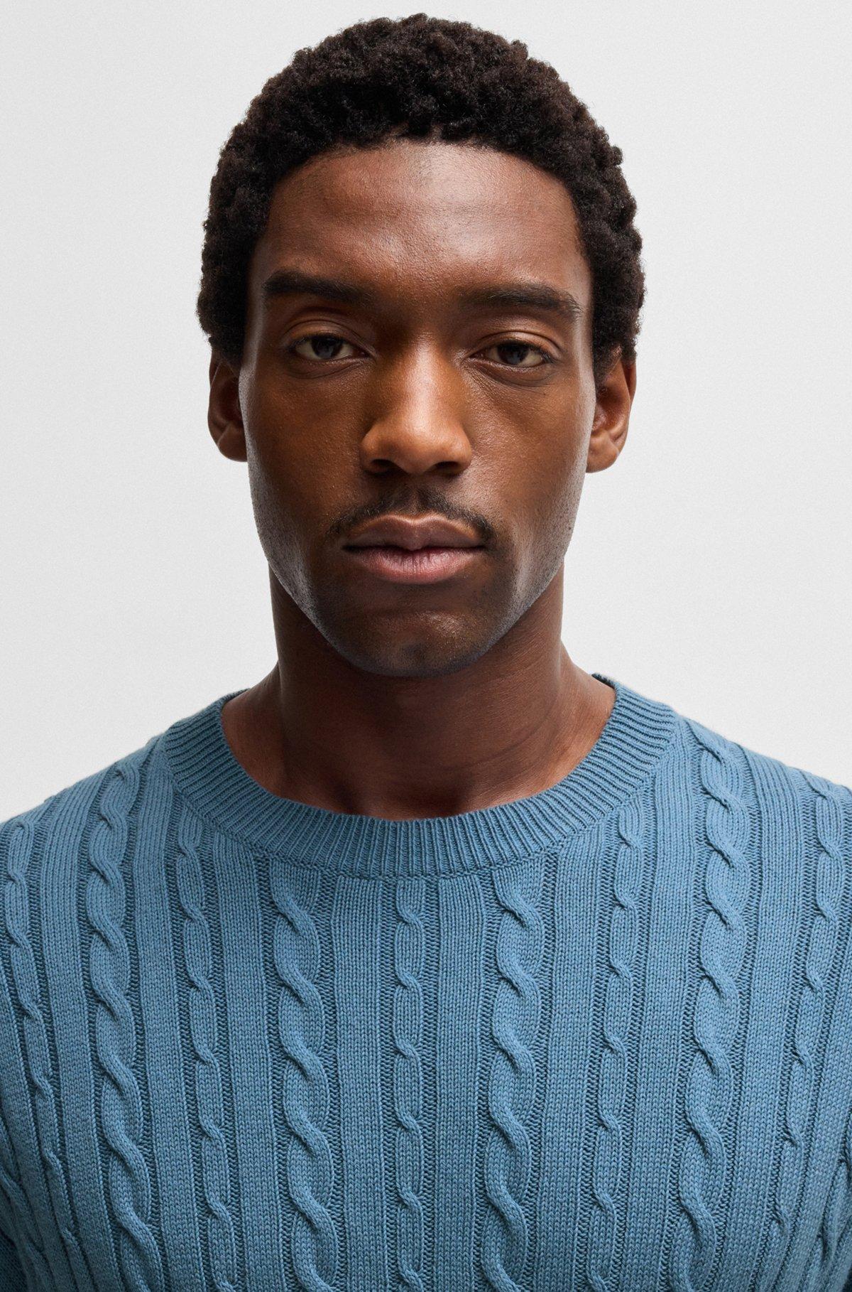 Relaxed-fit cable-knit sweater in cotton and cashmere Product Image