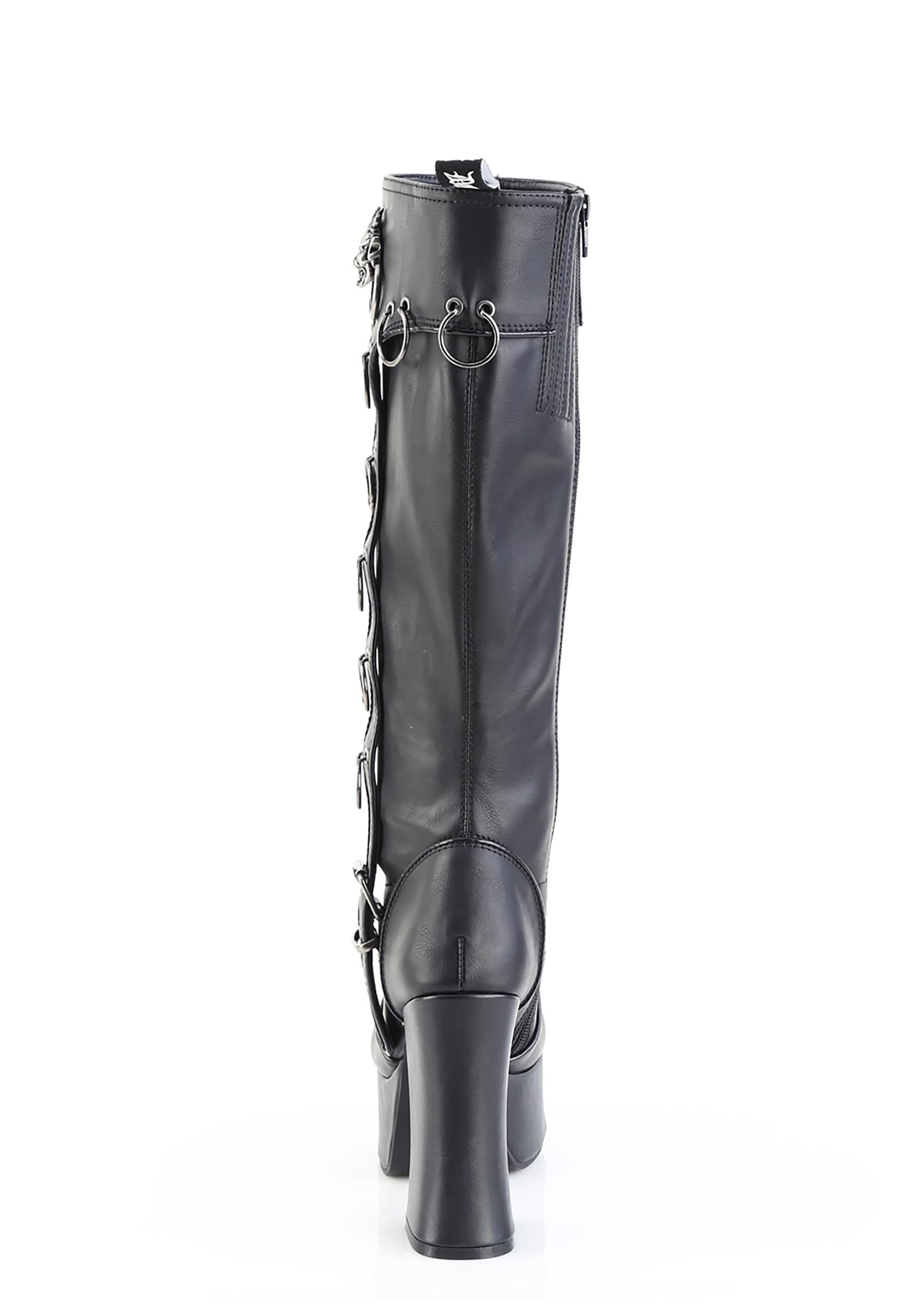 Demonia Charade-211 Knee High Boots With O Ring Hardware - Black Product Image