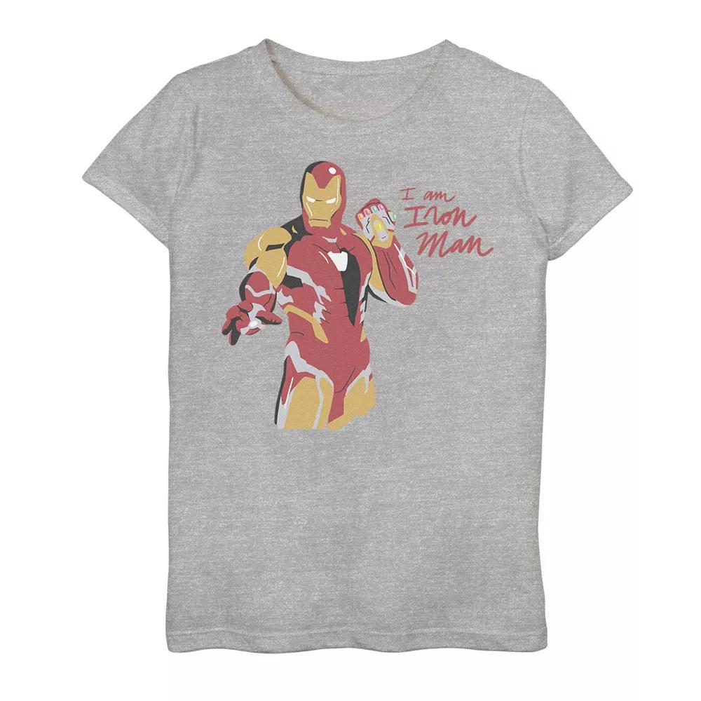 Girls 7-16 Marvel Avengers: Endgame Iron Man Scribbles Graphic Tee, Girl's, Size: Large, Athletic Grey Product Image