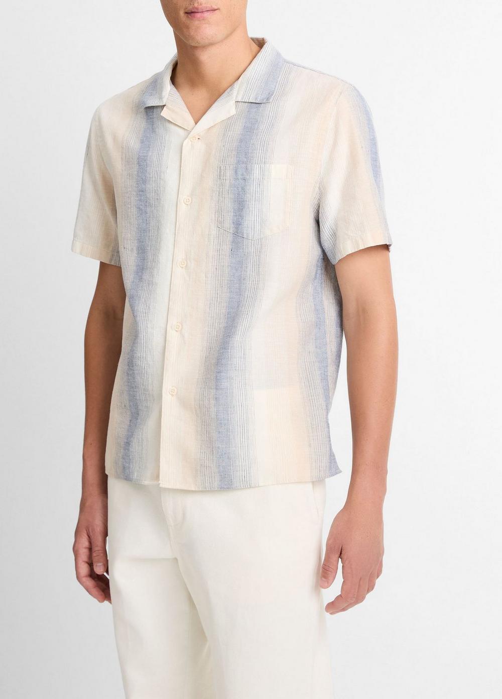 Marina Stripe Italian Cotton-Linen Cabana Shirt Product Image
