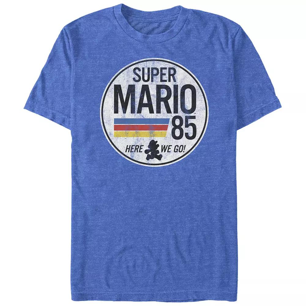 Big & Tall Super Mario Bros Est. 1985 Here We Go! Graphic Tee, Men's, Size: 3XL Tall, Royal Grey Product Image