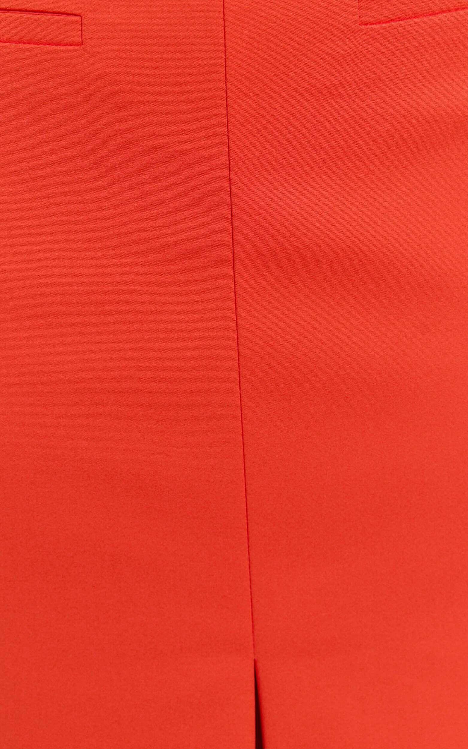 Kai Midi Skirt - Mid Waisted Front Split Fitted Skirt in Orange Product Image