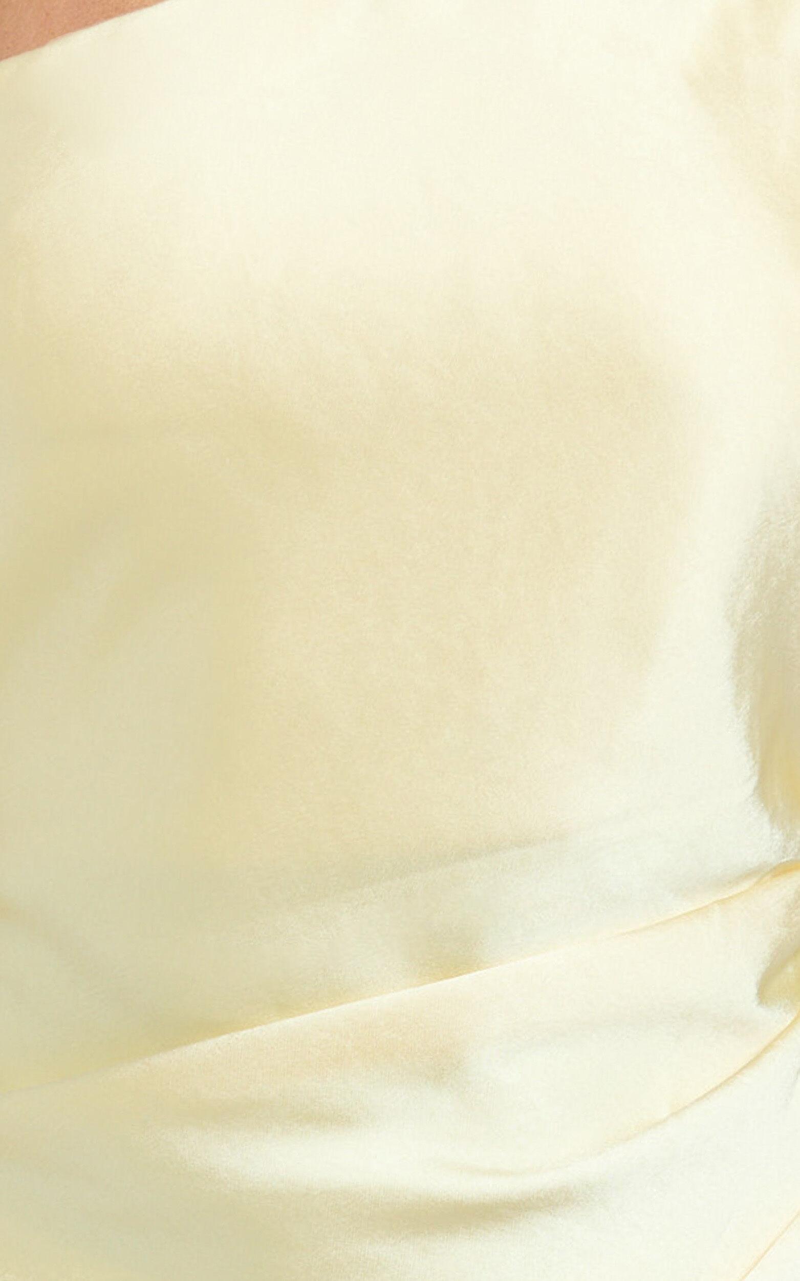 Isla Maxi Dress - Satin One Shoulder Side Split Dress in Lemon Product Image