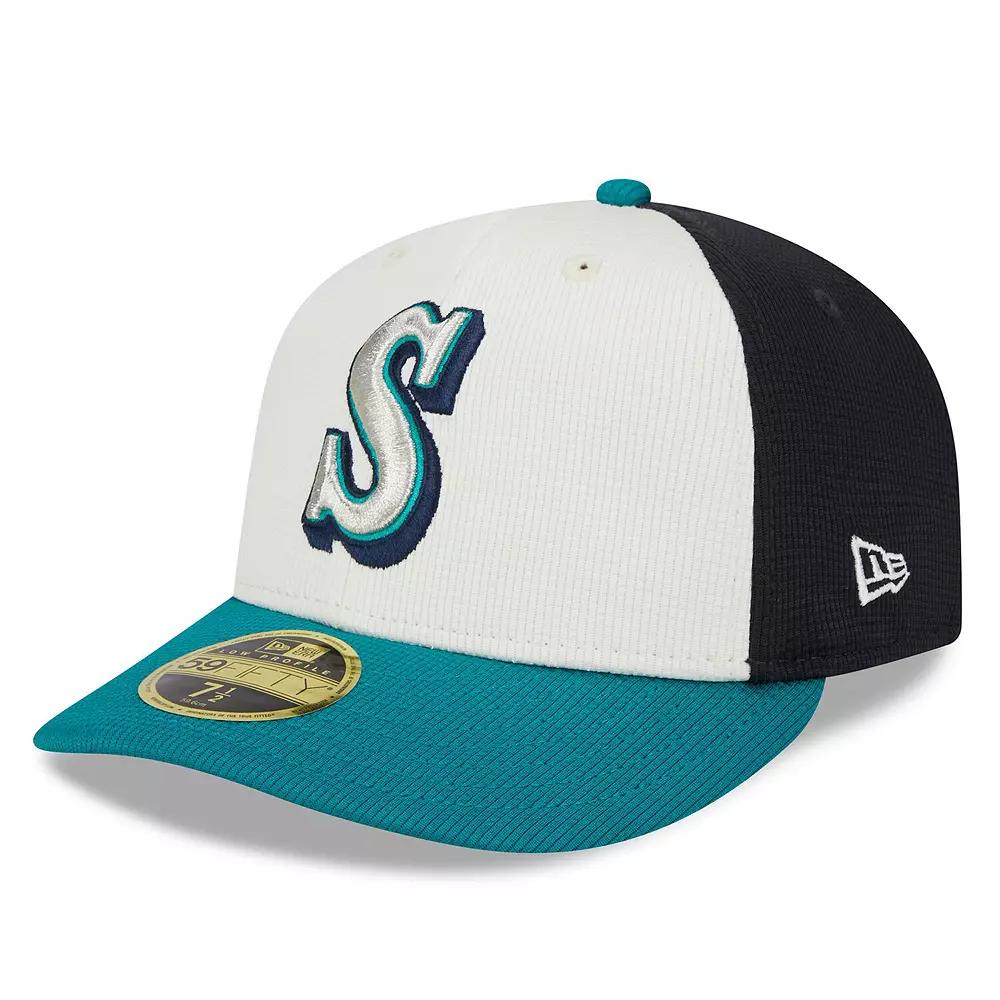 Men's New Era  Cream Seattle Mariners 2024 Batting Practice Low Profile 59FIFTY Fitted Hat, Size: 7 1/4, Beige Product Image