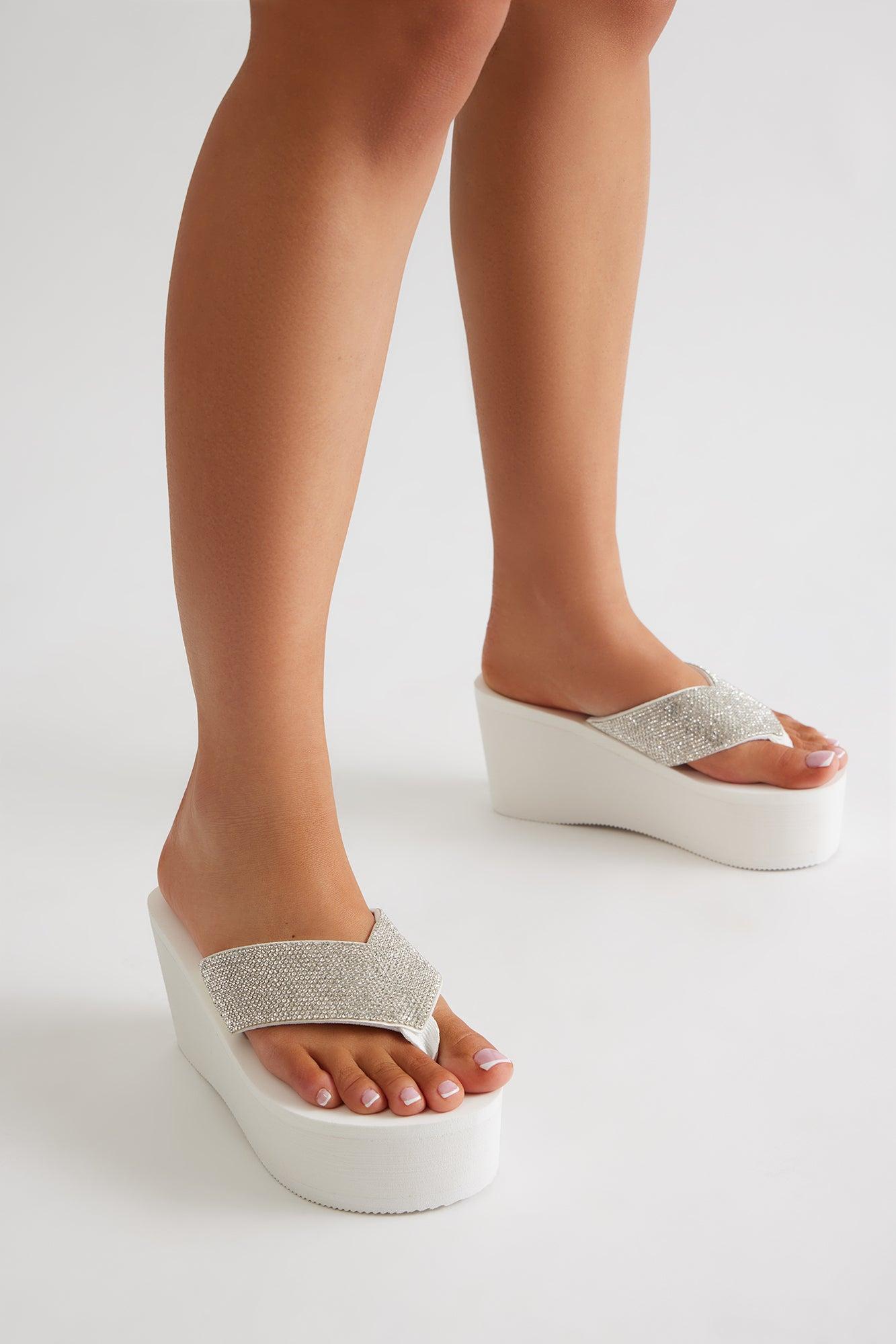 Edith Platform Sandals - White Product Image
