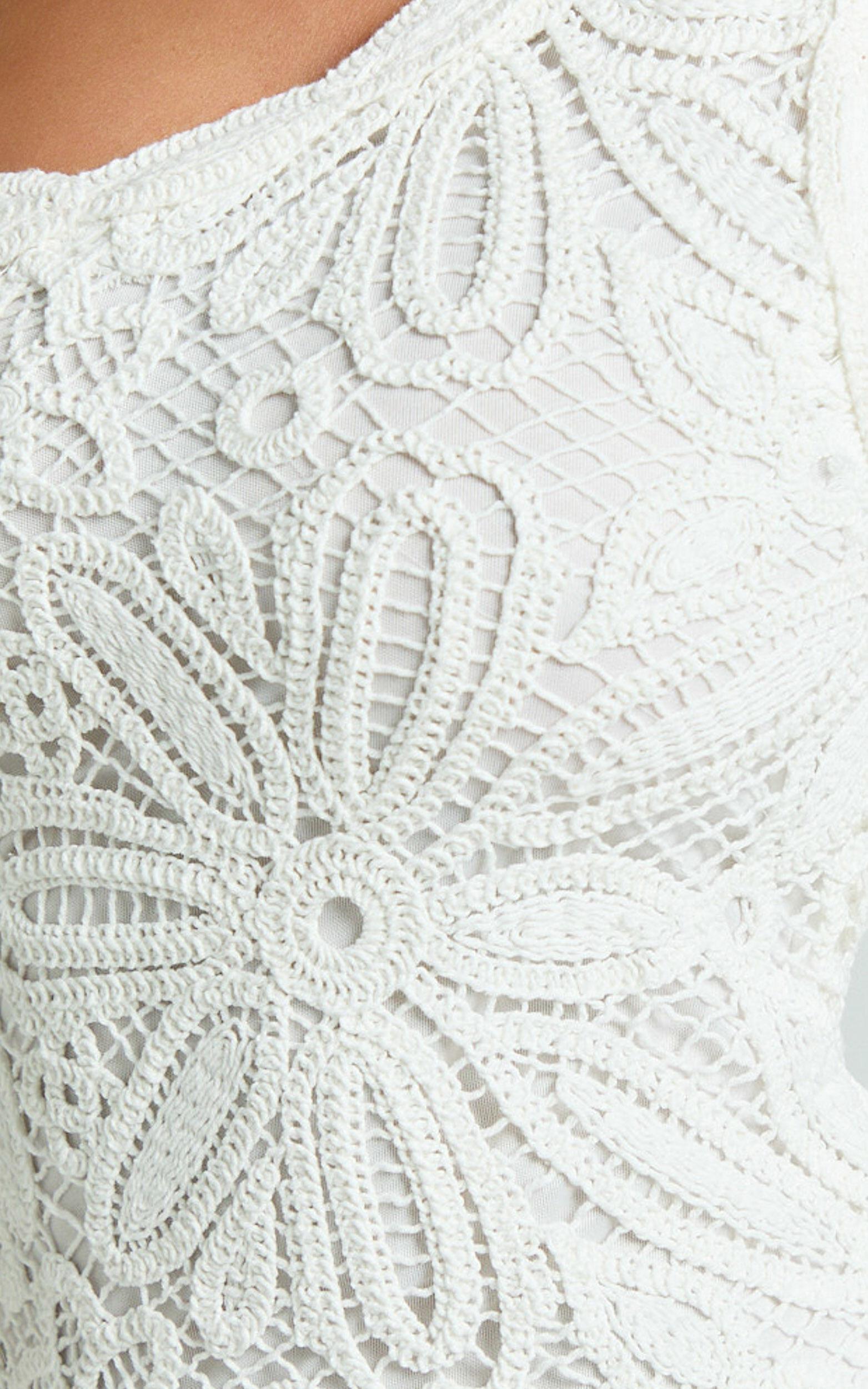 Charlene Maxi Dress - Crochet Knitted One Shoulder Maxi Dress in White Product Image