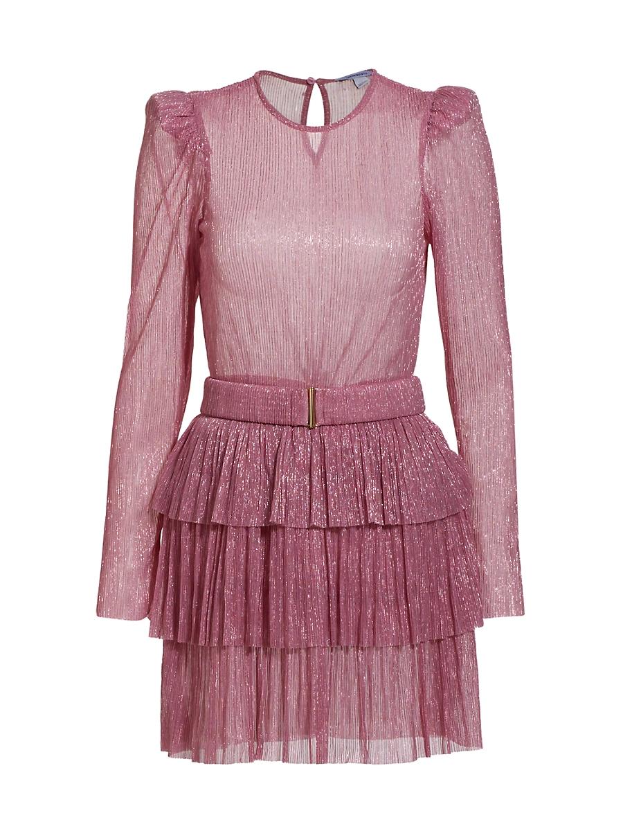 Womens Monique Belted Metallic Knit Minidress Product Image