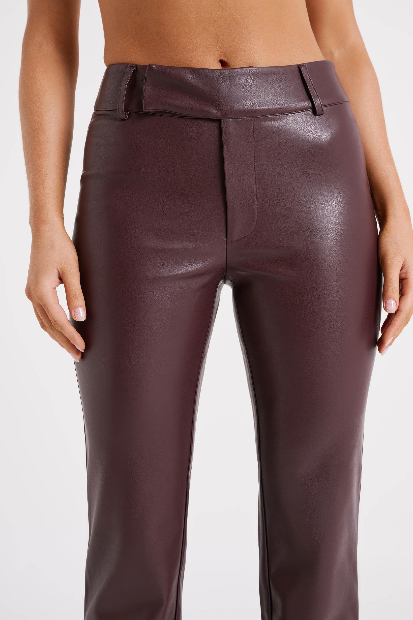 Laurette Faux Leather Straight Leg Pant - Dark Chocolate Product Image