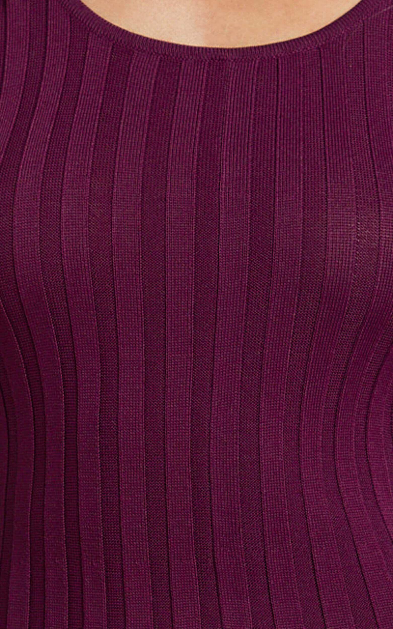 Blaire Midi Dress - Long Sleeve Tie Back Flare Dress in Wine Product Image