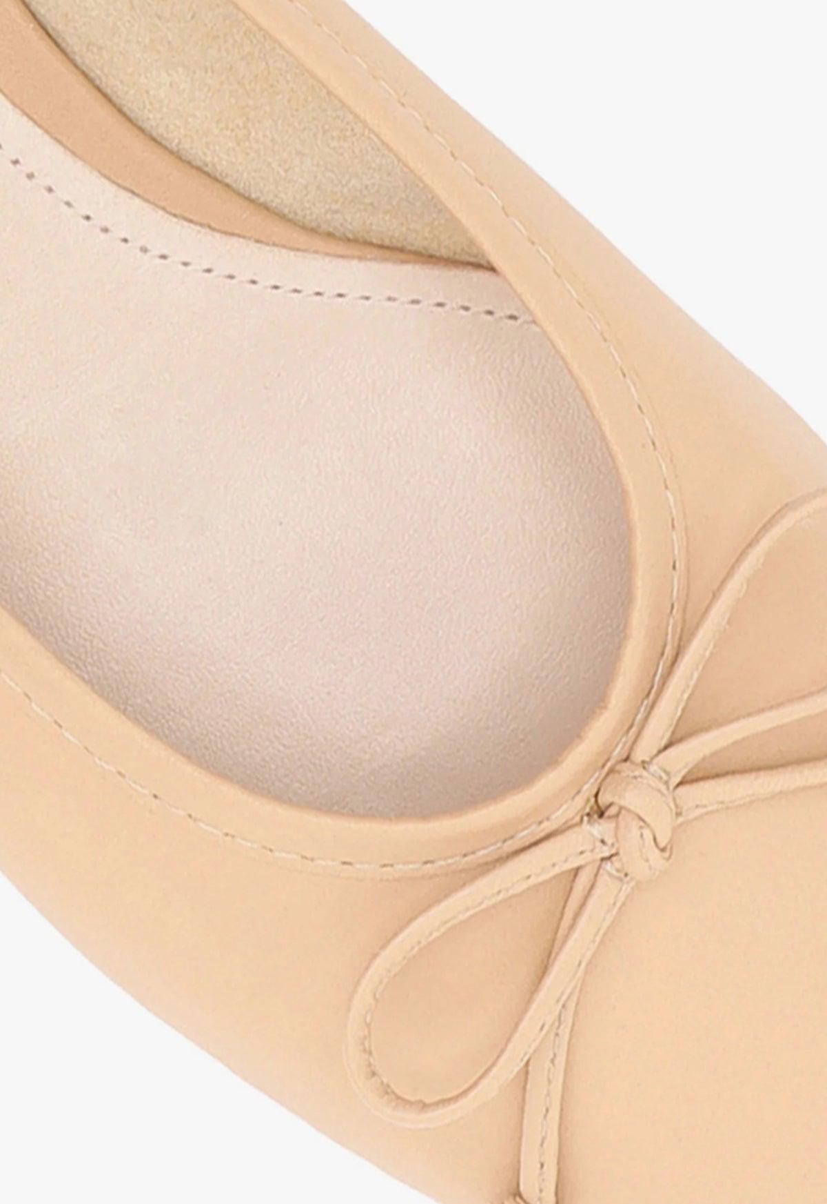 Arissa Beige Leather Ballet Flat Female Product Image