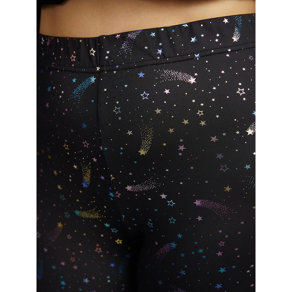 Plus Size Galaxy Galaxy High Rise Leggings Women Black Casual High stretch Skinny High Rise Dailywear Leggings BloomChic 30/6X Product Image