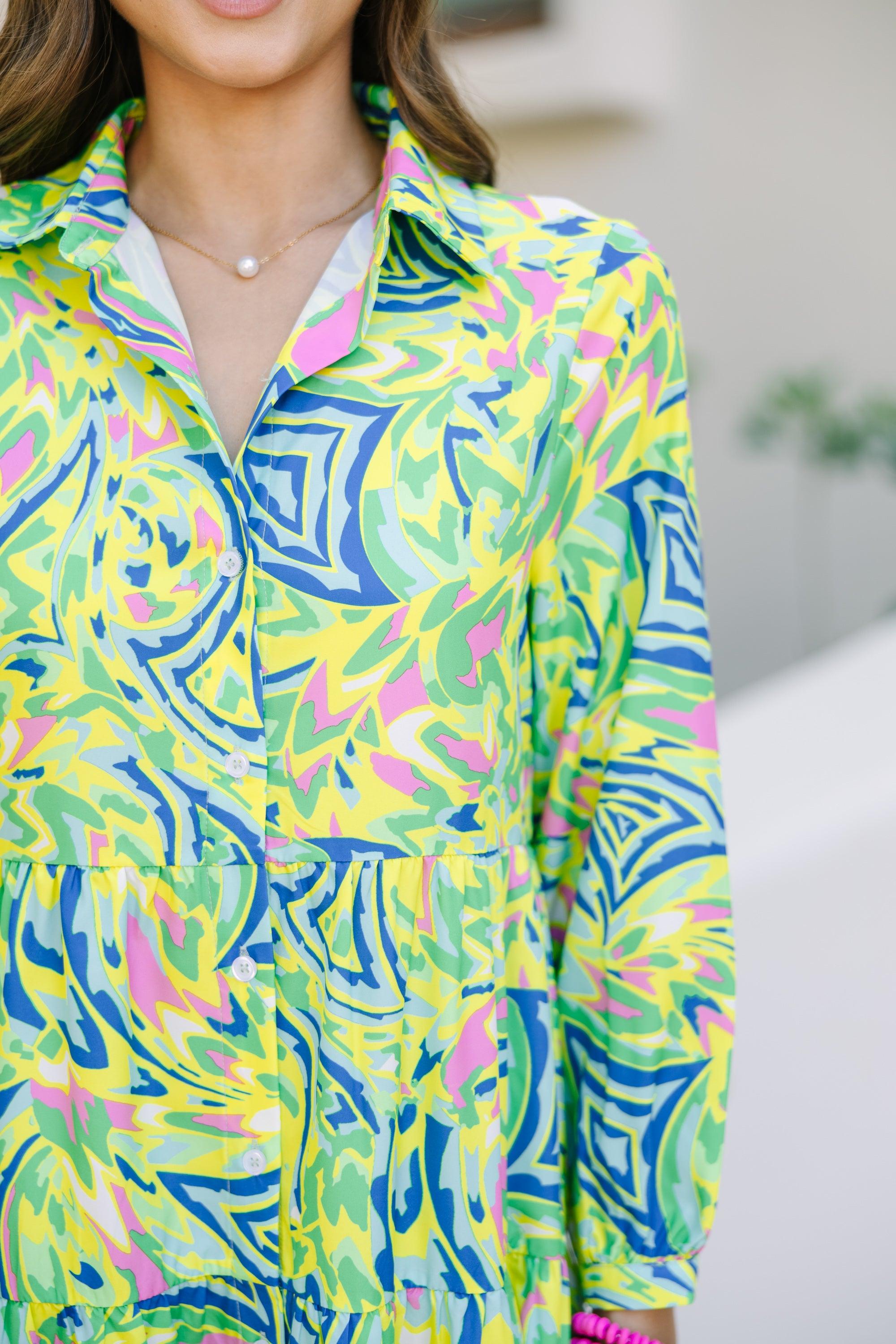 Bright New Days Green Paisley Midi Dress Female Product Image