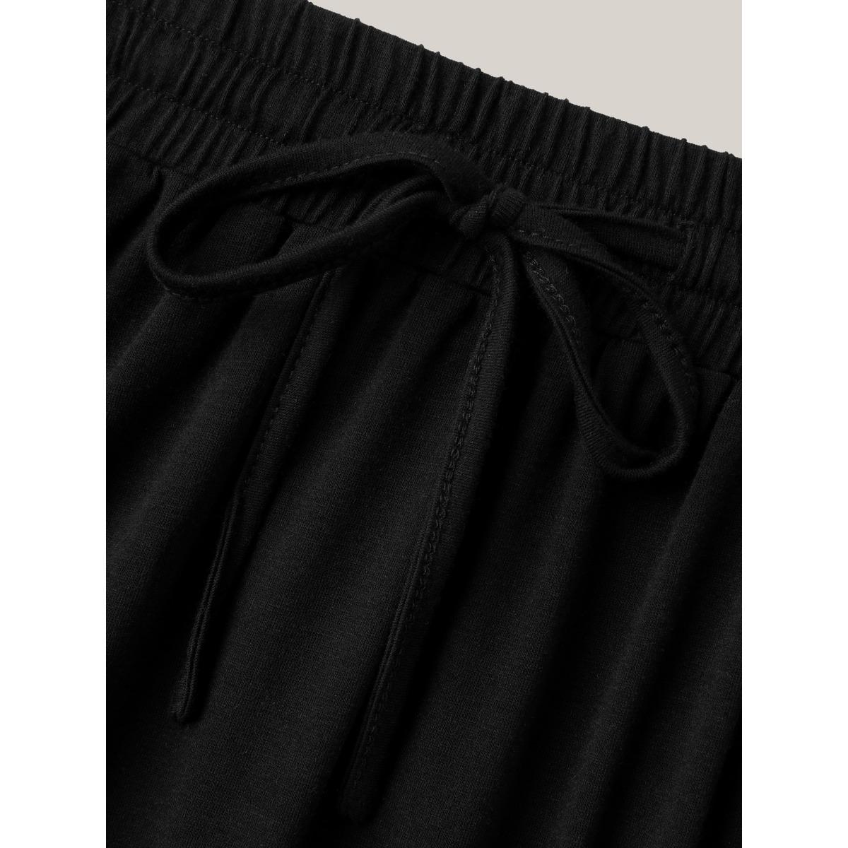 Plus Size Supersoft Waist-Tie A-Line Maxi Skirt Women Black Leisure Drawstring Medium stretch Slanted pocket Casual Skirts BloomChic 12/L Product Image