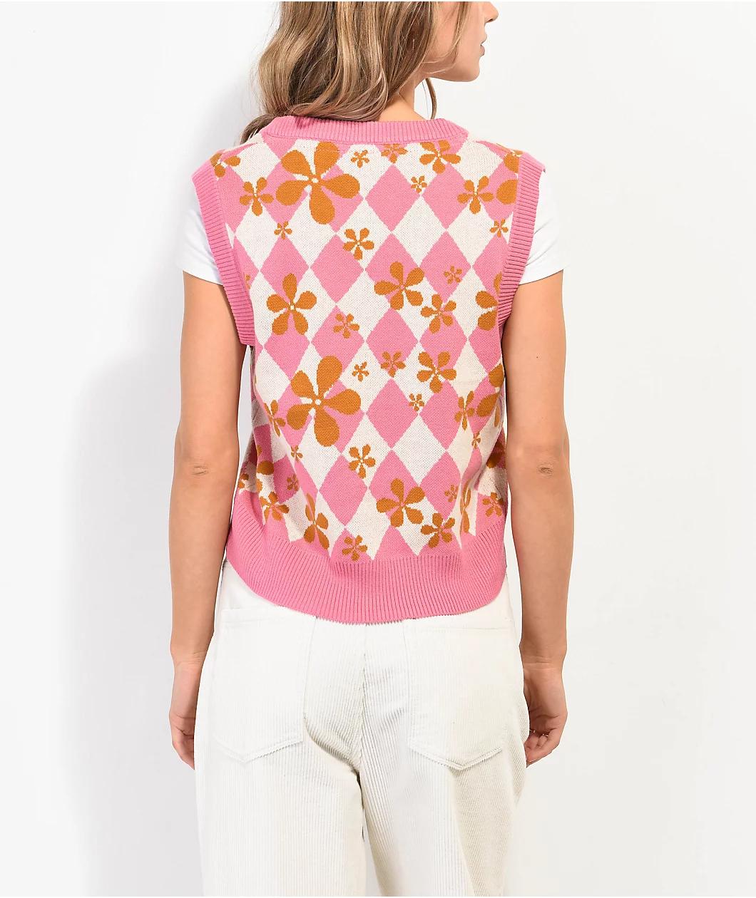A.LAB Noire Pink Crop Sweater Vest Product Image