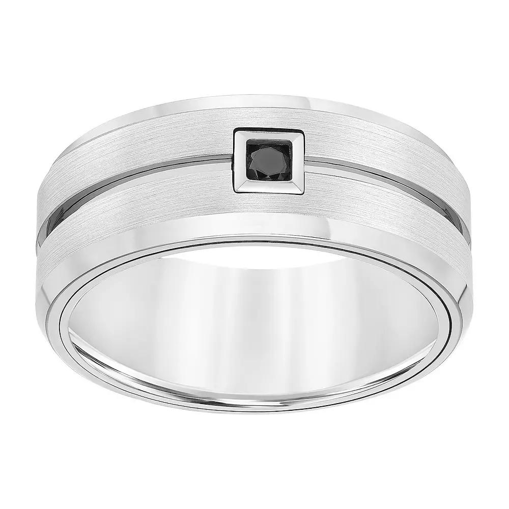 AXL 1/10 Carat T.W. Diamond Gray Tungsten Carbide 9 mm Comfort Fit Mens Band Product Image
