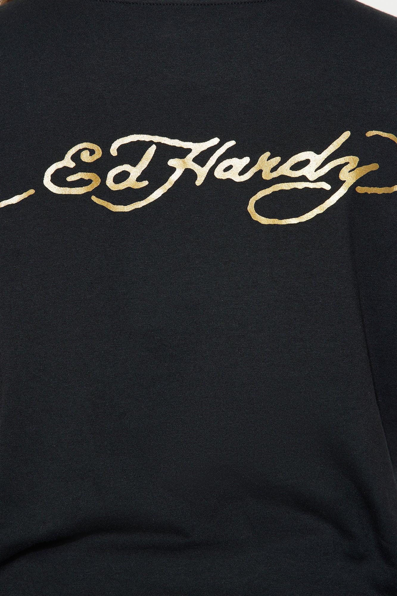 Ed Hardy Mi Amor Rhinestone Tee - Black Product Image