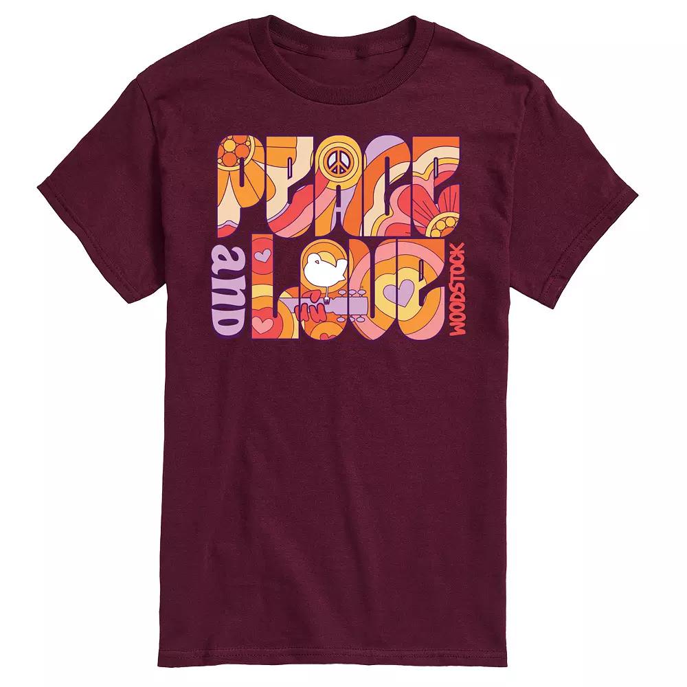 Men's Woodstock Peace And Love Graphic Tee,  Product Image