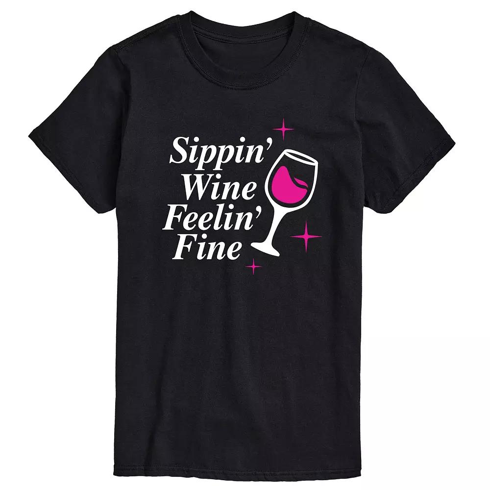 Men's Sippin Wine Feelin Fine Graphic Tee,  Product Image
