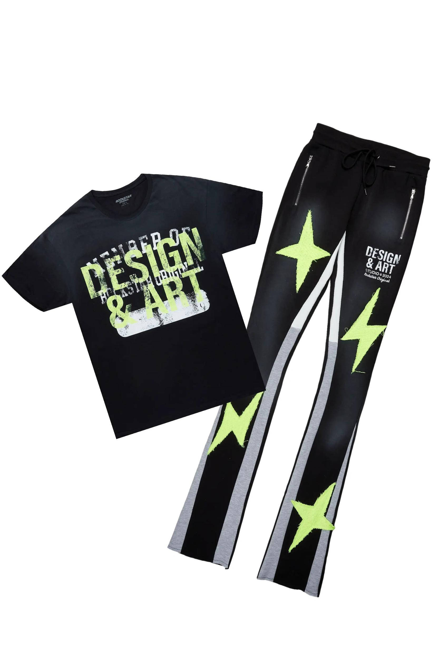 Darko Black T-Shirt/Stacked Flare Track Set Male Product Image