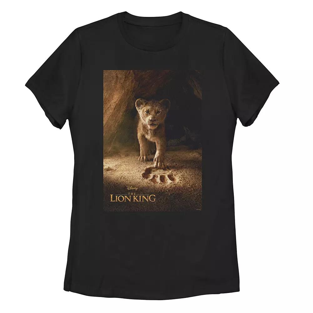 Juniors' Disney's The Lion King Simba Paw Print Poster Tee Shirt, Girl's, Size: Small, Black Product Image