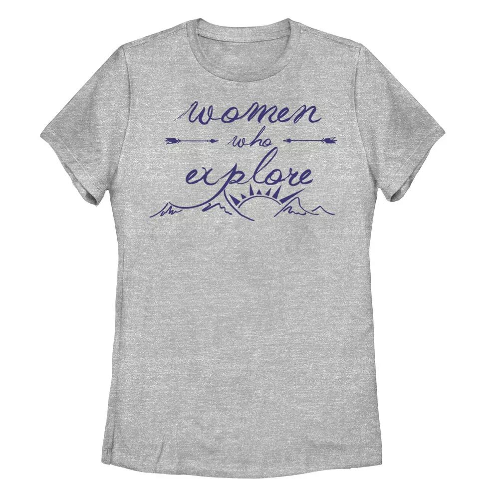 Juniors' "Women Who Explore" Blue Stamp Tee, Girl's, Size: Large, Athletic Grey Product Image