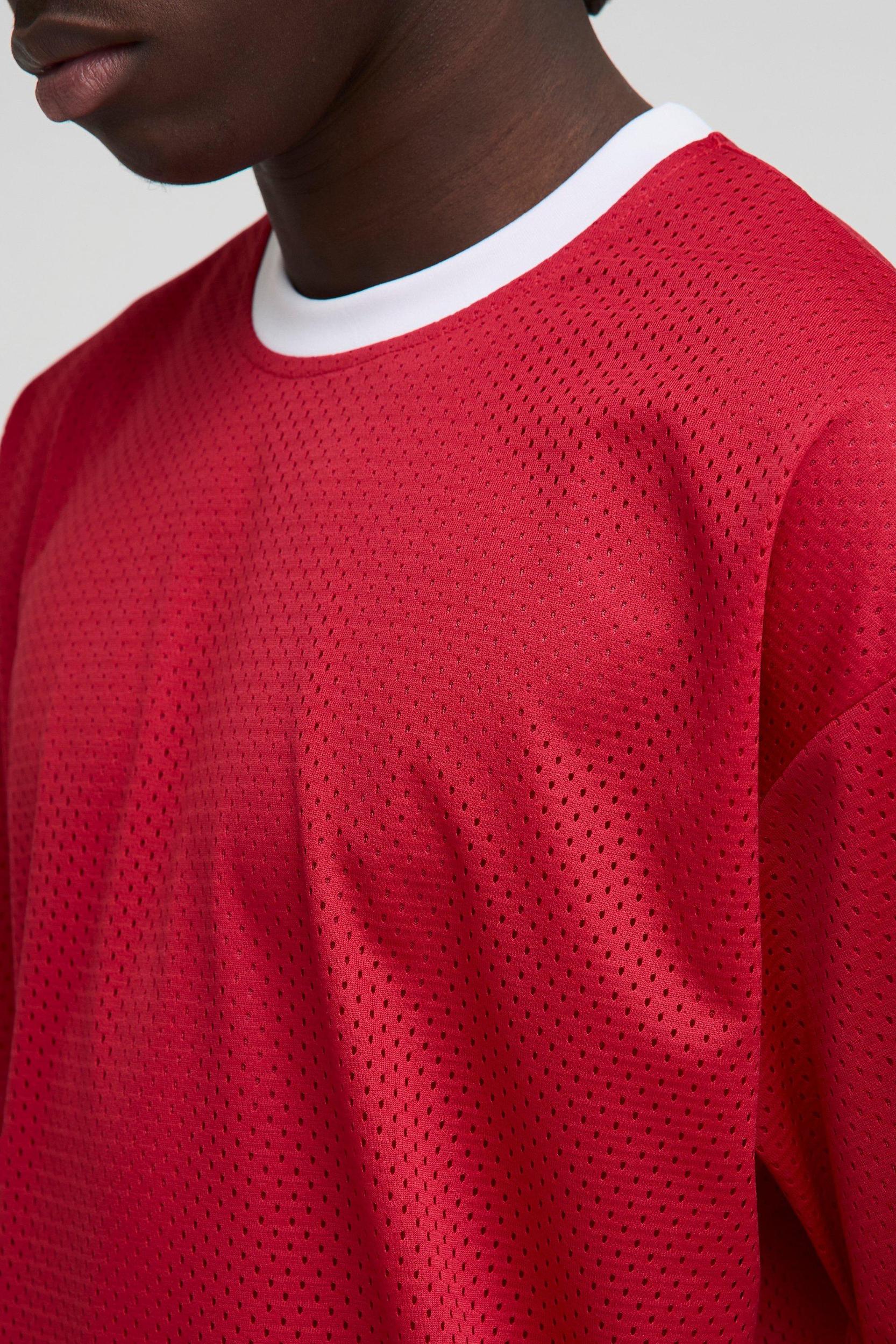 Oversized Man Mesh Ringer T-Shirt | boohooMAN USA Product Image