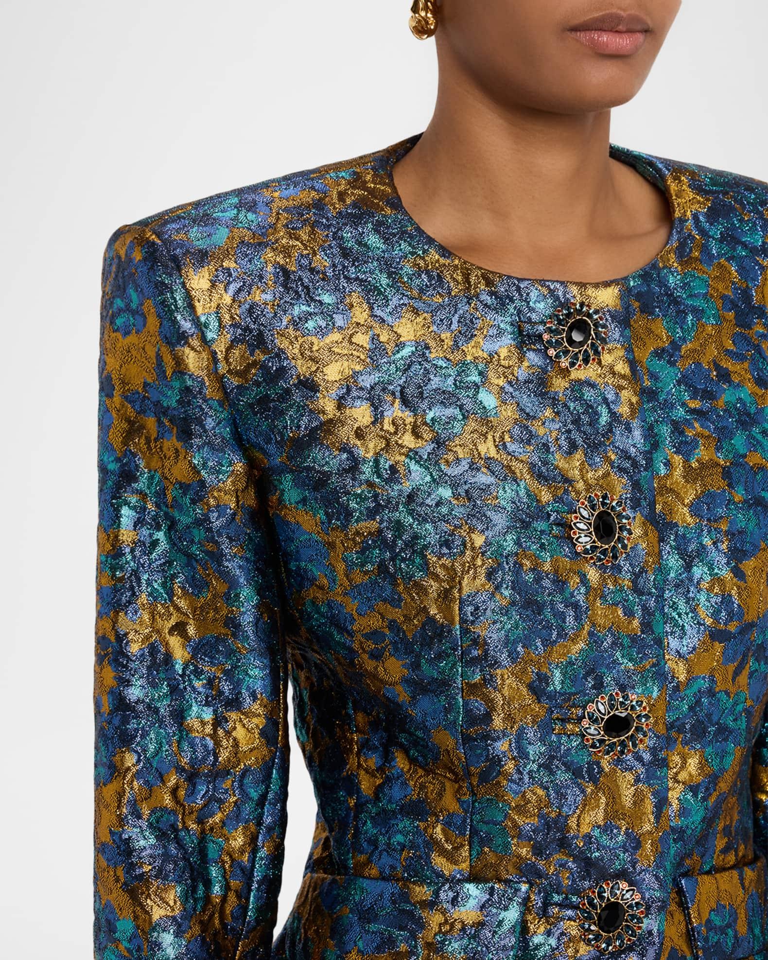 Metallic Floral Brocade Single-Breasted Jacket Product Image