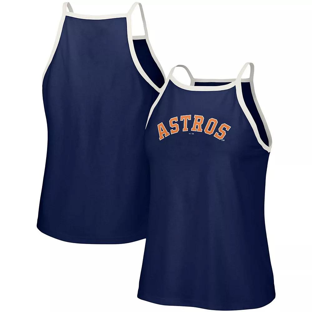 Women's Lusso Navy Houston Astros Nadine Halter Tank Top,  Product Image